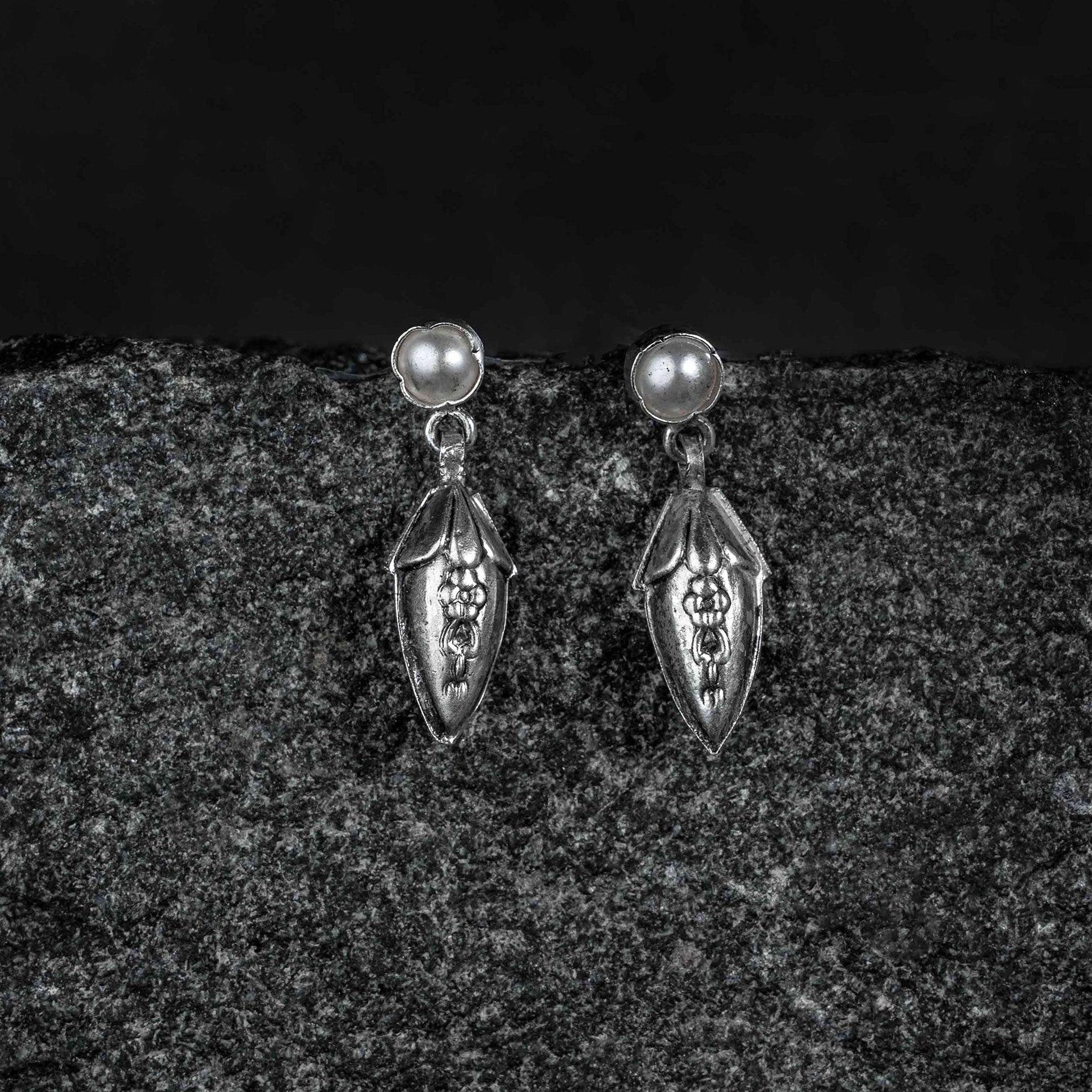 Buy Silver & White Earrings for Women by Nemichand Jewels Online | Ajio.com